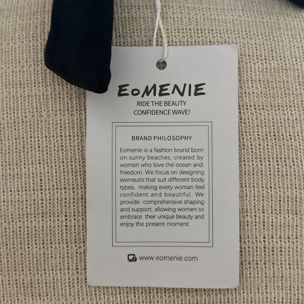 NWT EoMENIE Black Ruched Halter Tankini Swim Top Women's XL Tummy Control - Picture 4 of 4